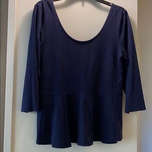 express peplum blouse w/zippered back navy size XL